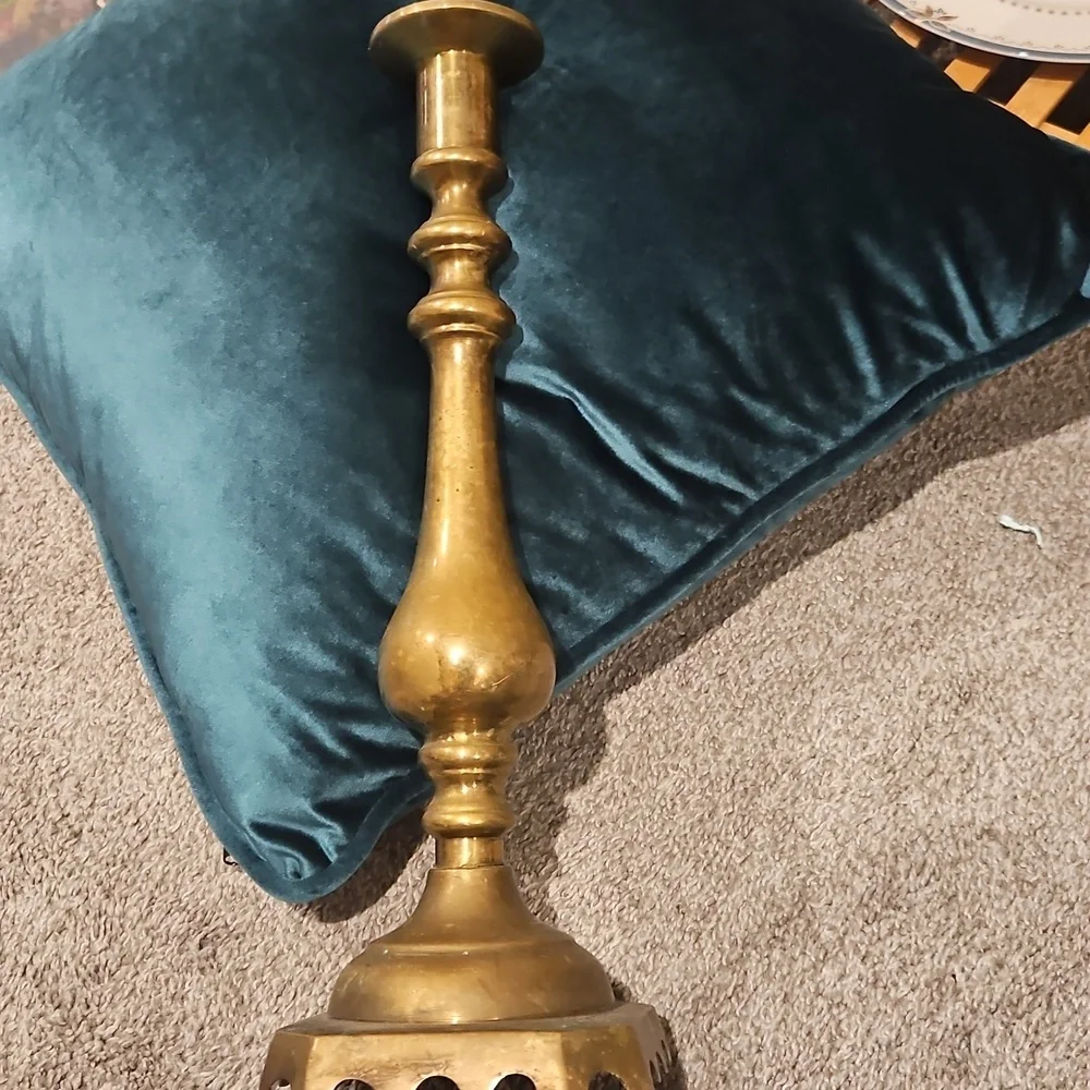 Tall brass candlestick holder